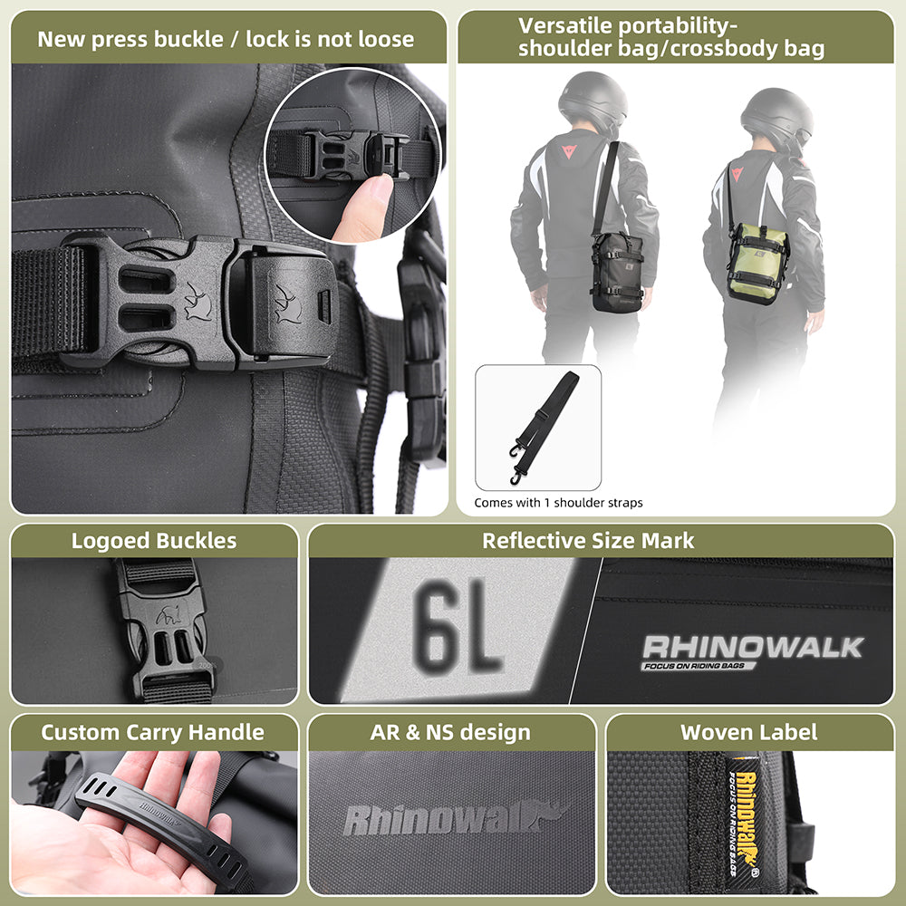 RHINOWALK MT2206 6L Waterproof Motorcycle Side Storage Bag Motorbike Side Bumper Bag RHINOWALK MT2206 6L Waterproof Motorcycle Side Storage Bag Motorbike Side Bumper Bag